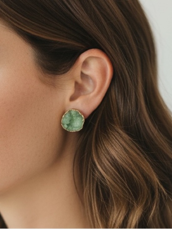 Urban Outfitters Jewelry - Indie Boho Druzy Jade Green Crystal Quartz Earring